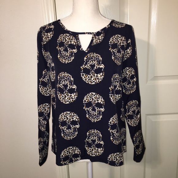 SHEIN Tops - NWOT Shein Leopard Print Skulls Blouse